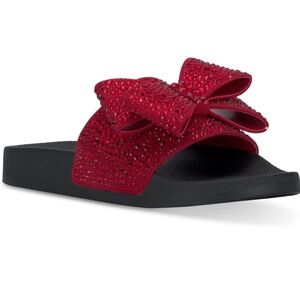 INC International Concepts Red Embellished Bow Peymin Sandals